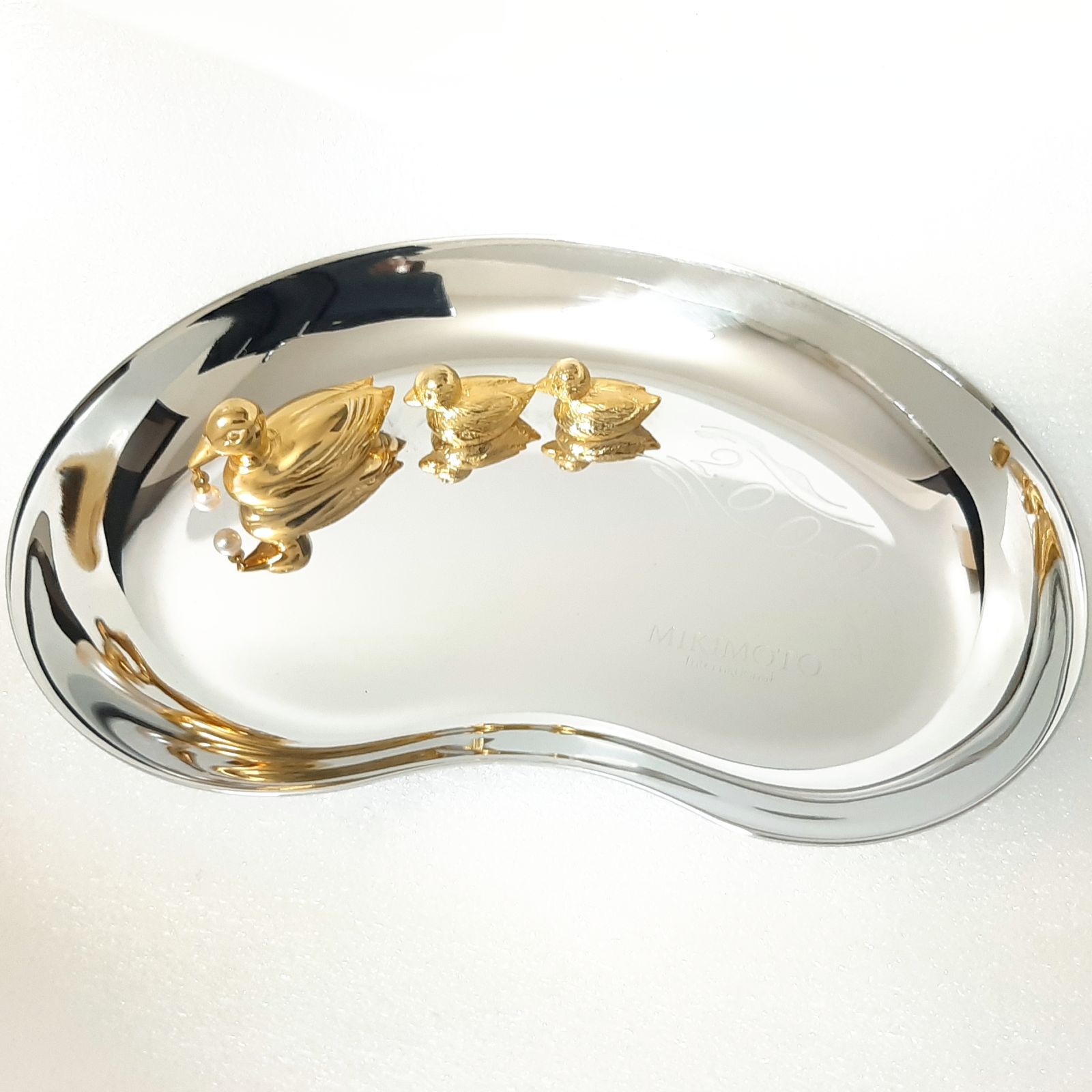 ミキモト ジュエリートレイ 2000年 真珠付き アヒルの親子 ミレニアム