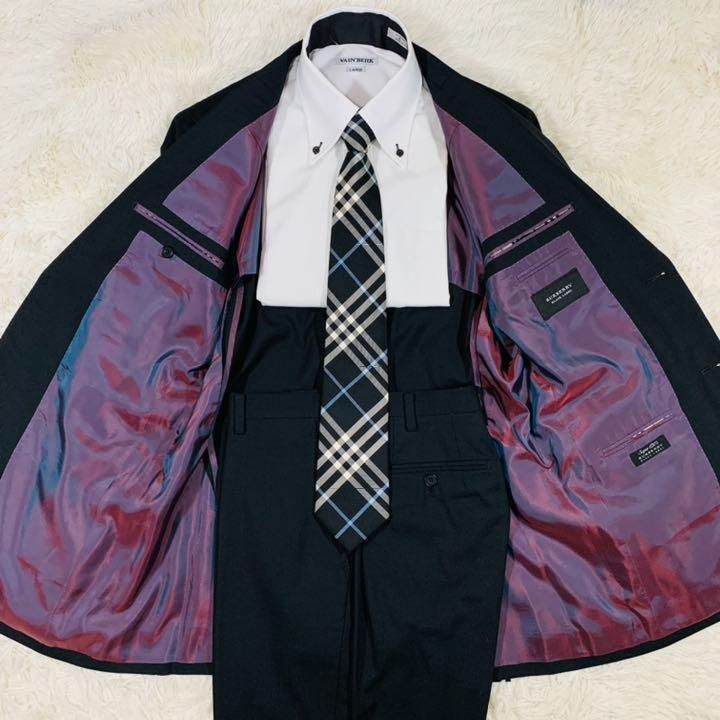 スーツ バーバリーブラックレーベル 極美品 BURBERRY シルク混 BLACK