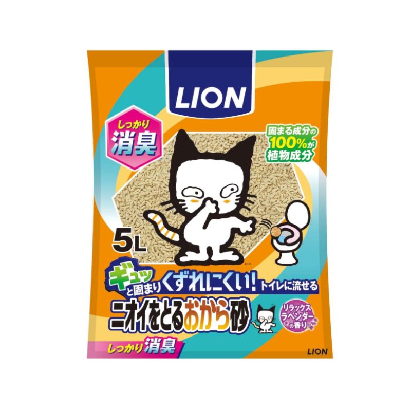 ライオンペット ニオイをとるおから砂 5L×6袋セット 猫砂 大容量 お徳用 業務用 多頭飼い ねこ砂 猫の砂 猫トイレ 抗菌 消臭