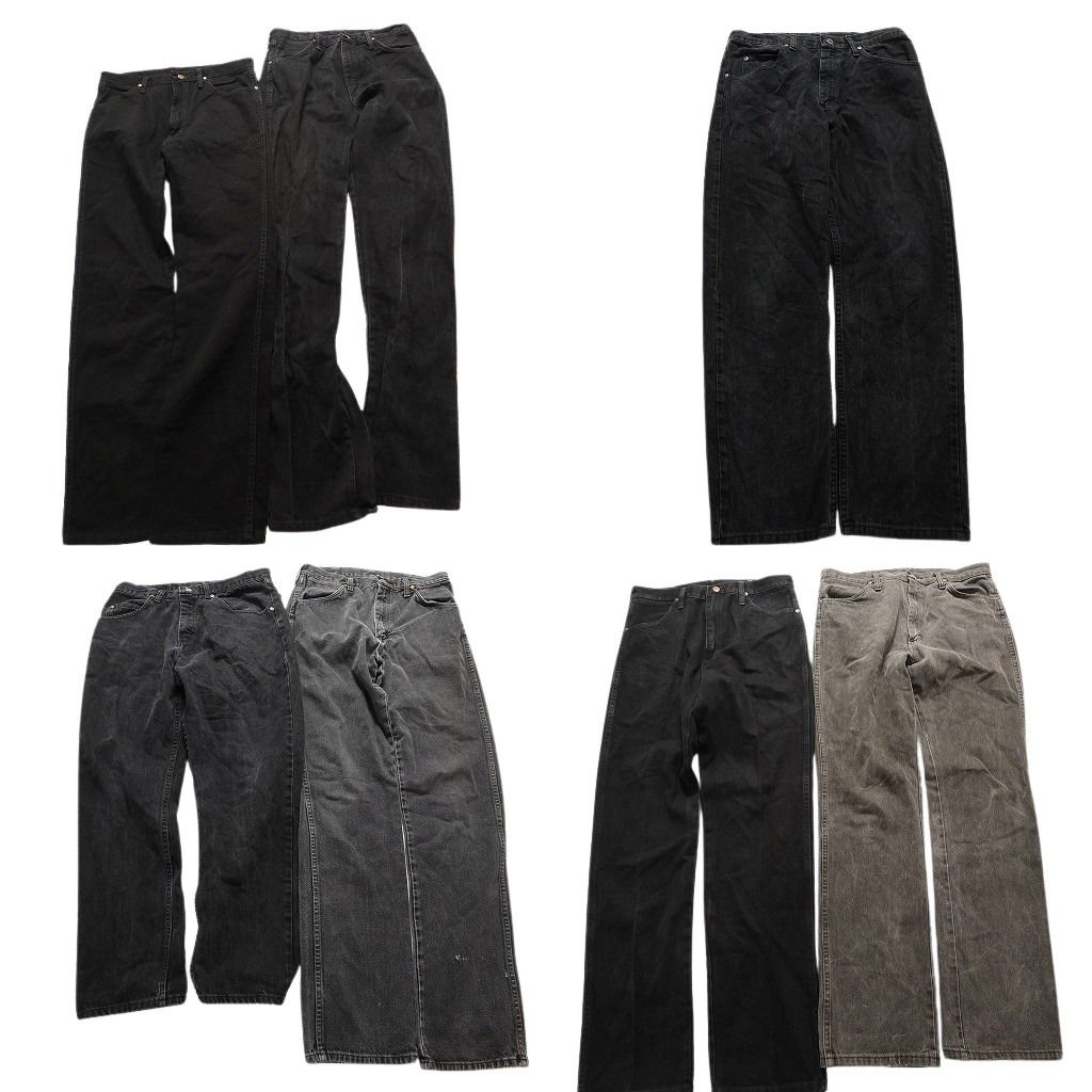 古着卸 Wrangler ラングラー ブラックデニム パンツ 7枚セット メンズ 33 |34 アメカジ フェード 革パッチ 古着 NA5908