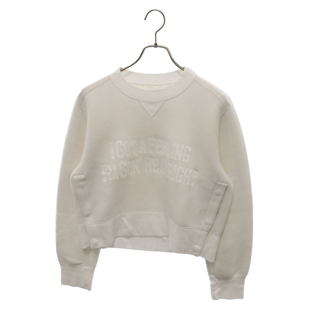 Sacai (サカイ) 23SS Sponge Sweat Pullover 23-06634 ロゴプリント クロップドスポンジスウェットトレーナー ホワイト レディース