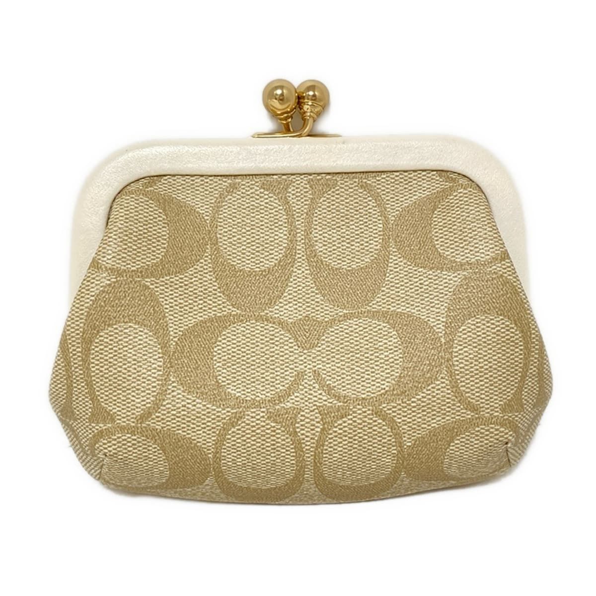 COACH コーチ コインケース シグネチャー柄 C7518 カーキ×アイボリー がま口