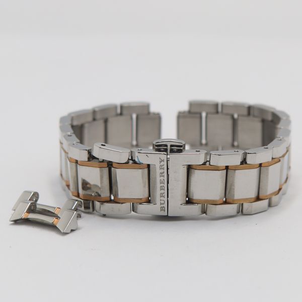 良品 バーバリー 純正ベルト ブレス 13mm用 シルバー×ゴールドカラー レディース腕時計用 YUM 2000000 NSK