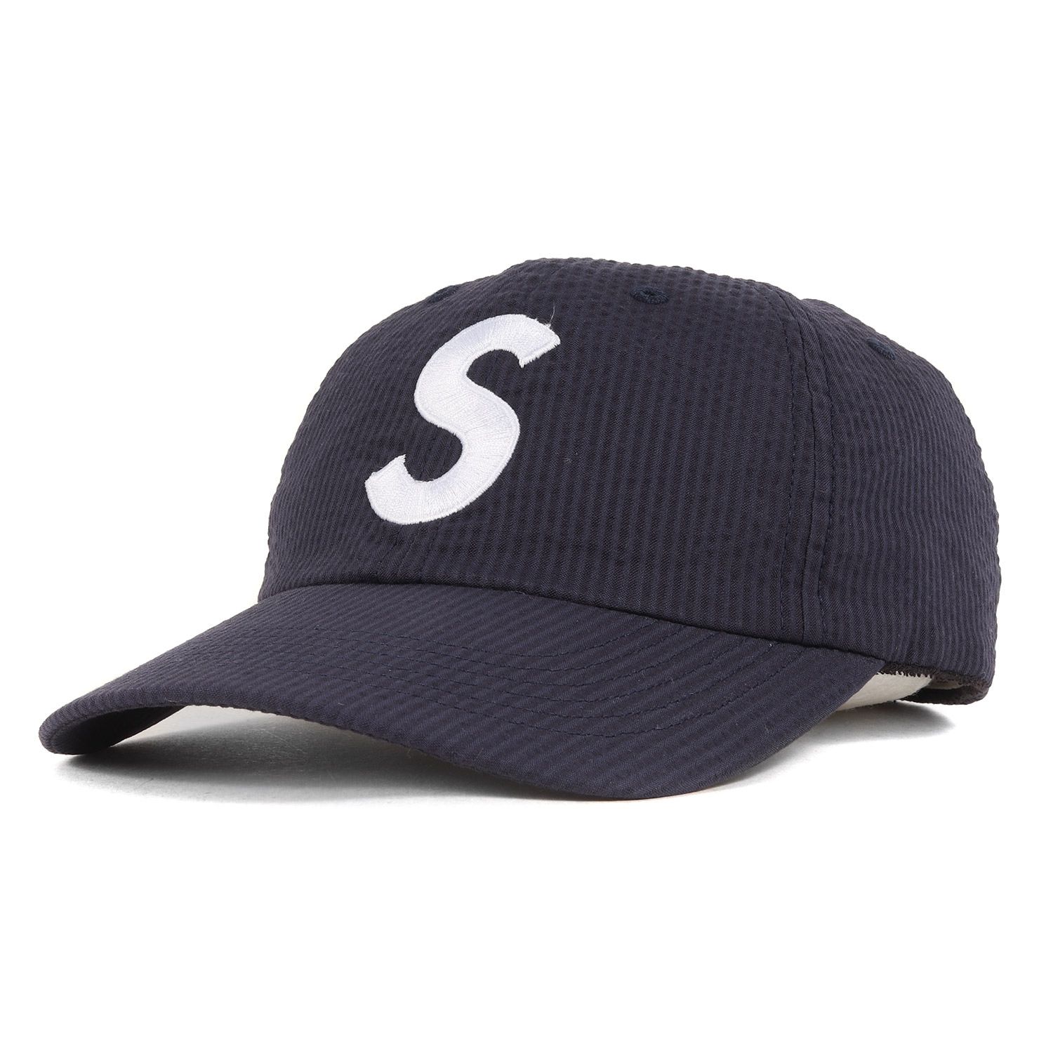 新品 Supreme シュプリーム キャップ サイズ:FREE 24SS SOLBIATI シアサッカー Sロゴ 6パネルキャップ Seersucker S Logo 6-Panel ネイビー