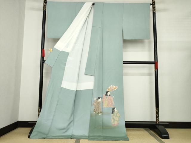 平和屋着物●十日町友禅作家 関口遼一 色留袖 童子 暈し染め 金彩 ロング丈 正絹 AABA6676ck