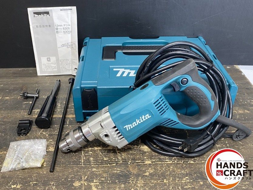 ● 品 makita マキタ 6305 電気ドリル 単相100V 最大穴あけ能力 鉄工13mm|木工30mm 付属品 ツールボックス付