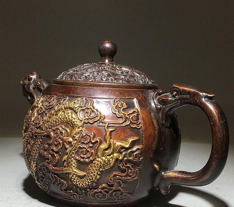 十二支龍頭茶壺 龍鳳壺 銅壺徳利 茶道具 煎茶器 装飾品 工芸品