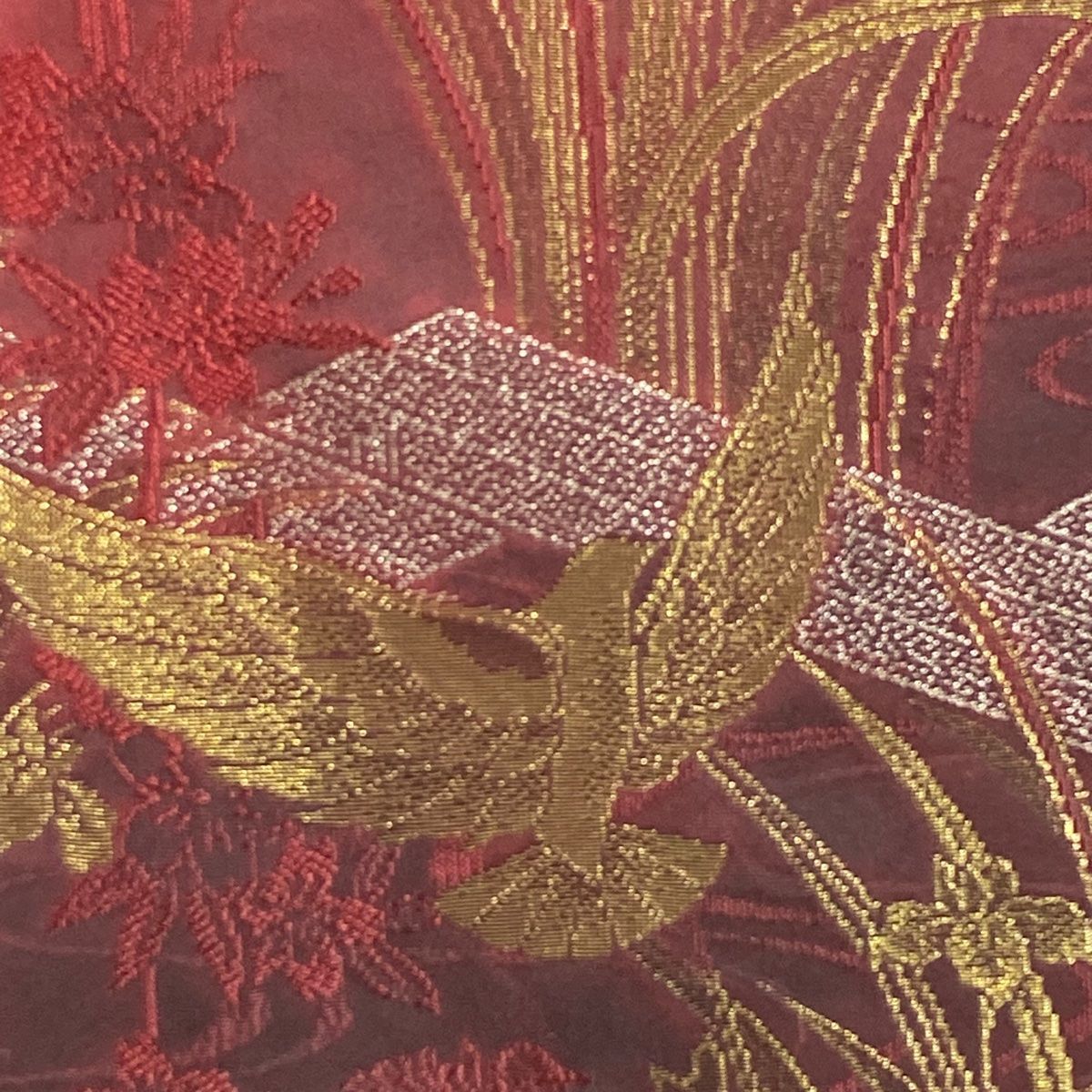振袖 身丈163.5cm 裄丈68cm L 袷 斉藤三才 落款 鳥 桜 刺繍 金
