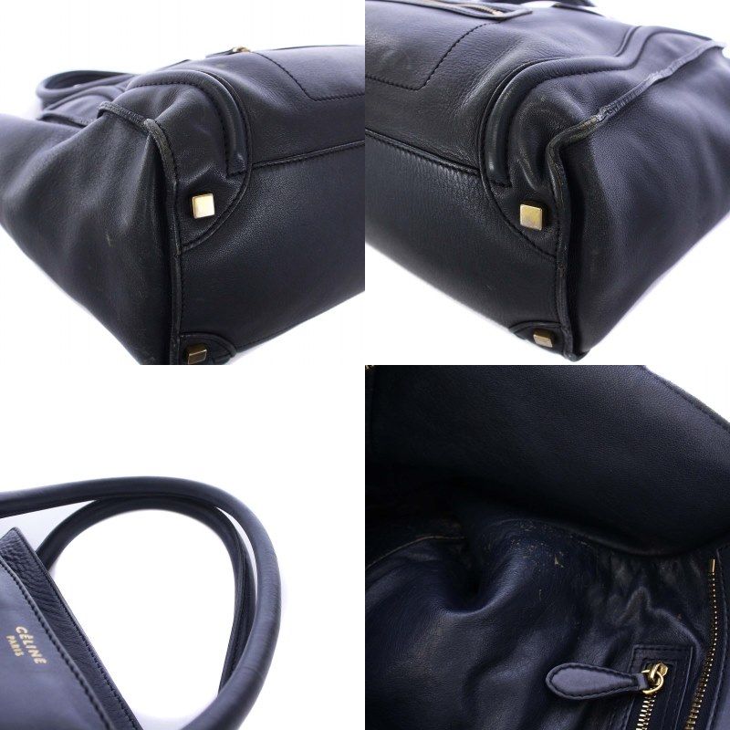 セリーヌ ラゲージ ファントム ハンド トートバッグ ロゴ レザー ネイビー 中古・古着通販】CELINE (セリーヌ) ラゲージファントムトート