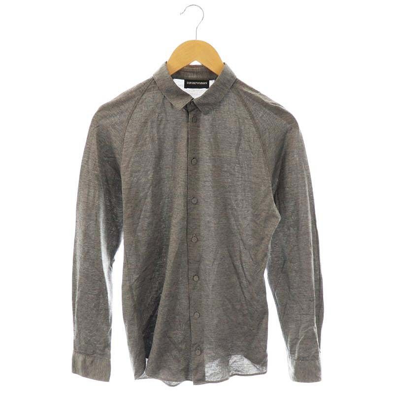 エンポリオアルマーニ グレーベージュ 長袖シャツ 38/15 エンポリオアルマーニ EMPORIO ARMANI カットソー シャツ 長袖