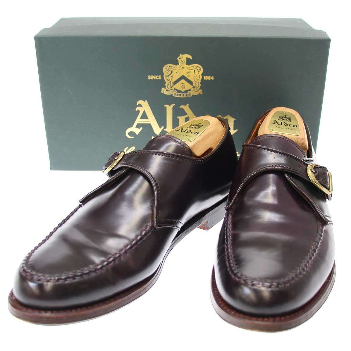 Alden オールデン ハンドソーンモンク コードバンモンクストラップレザーシューズ  ダークバーガンディ 8D Alden オールデン ハンドソーンモンク コードバンモンクストラップ