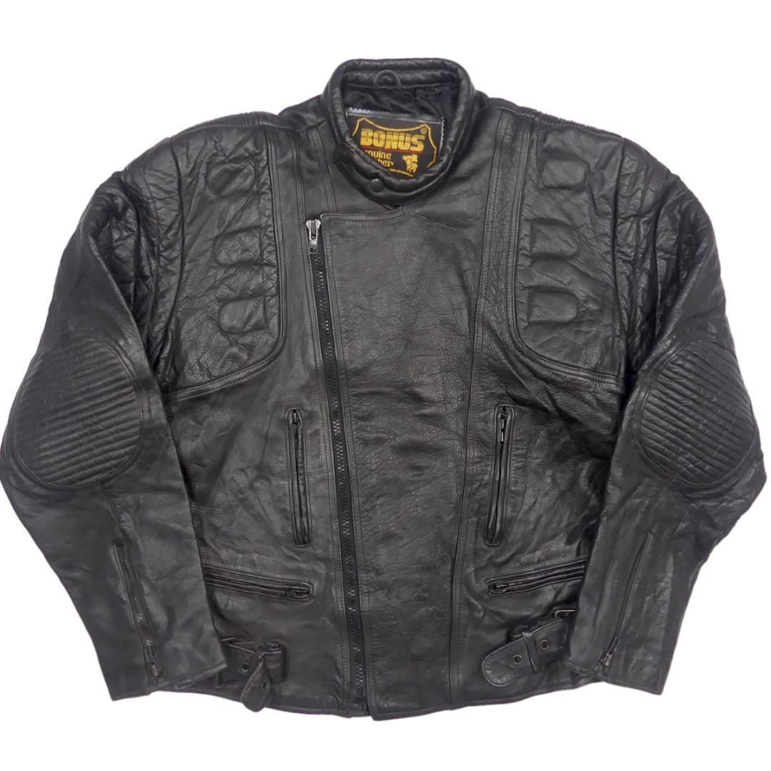 ライダースジャケット 本革 シングル メンズ レザー XXXL 黒 X6614