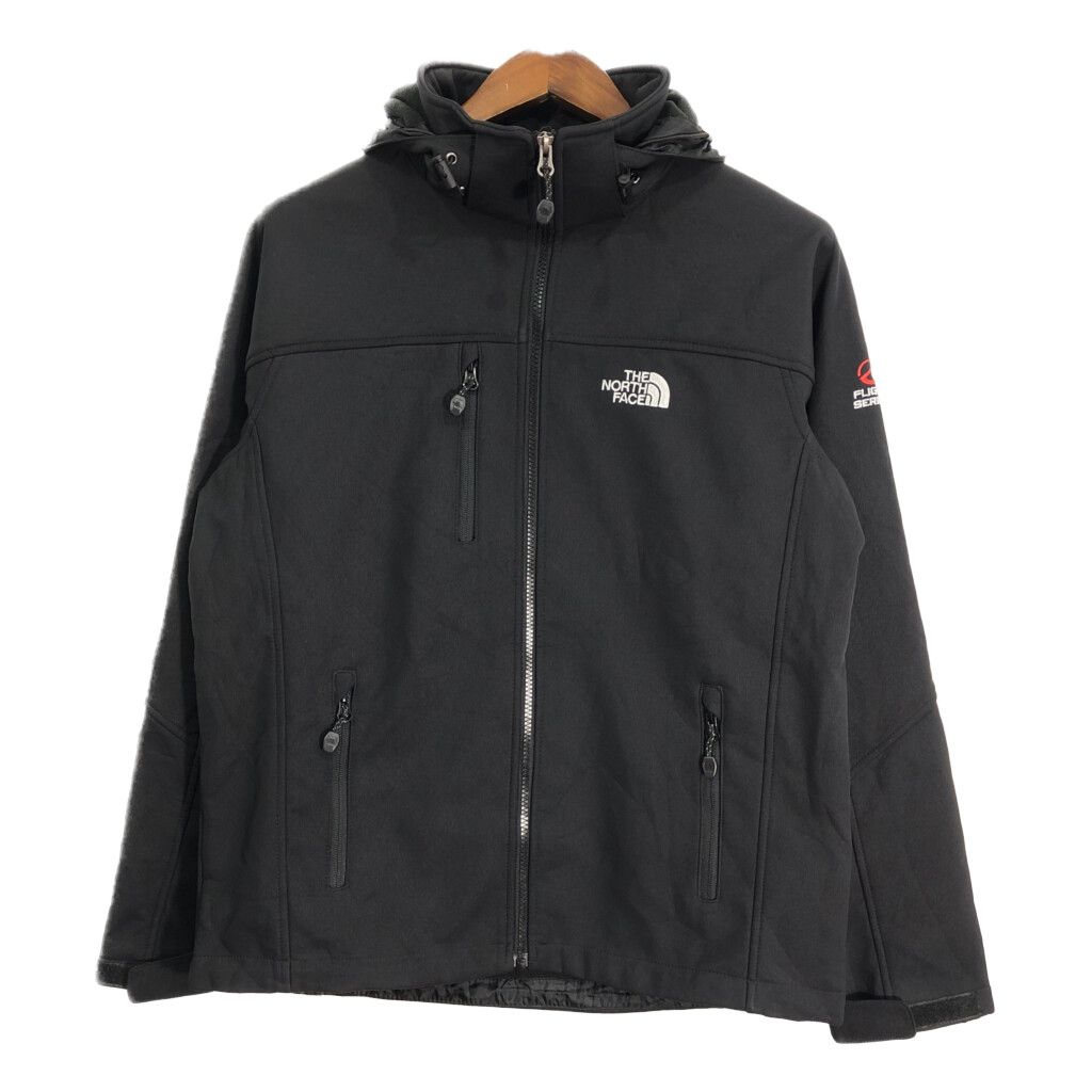 THE NORTH FACE ノースフェイス FLIGHT SERIES ソフトシェルジャケット アウトドア ブラック (メンズ M) 中古 古着 S2200