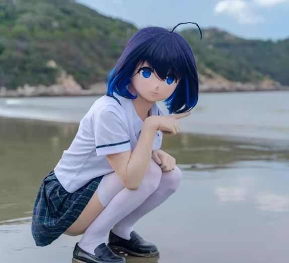 オーダーメイド ハーフマスク NO.21 kigurumi コスプレ 着ぐるみ ☆即納 3/4マスク カツラ付き NO.21 小さめ ドール ヘッド