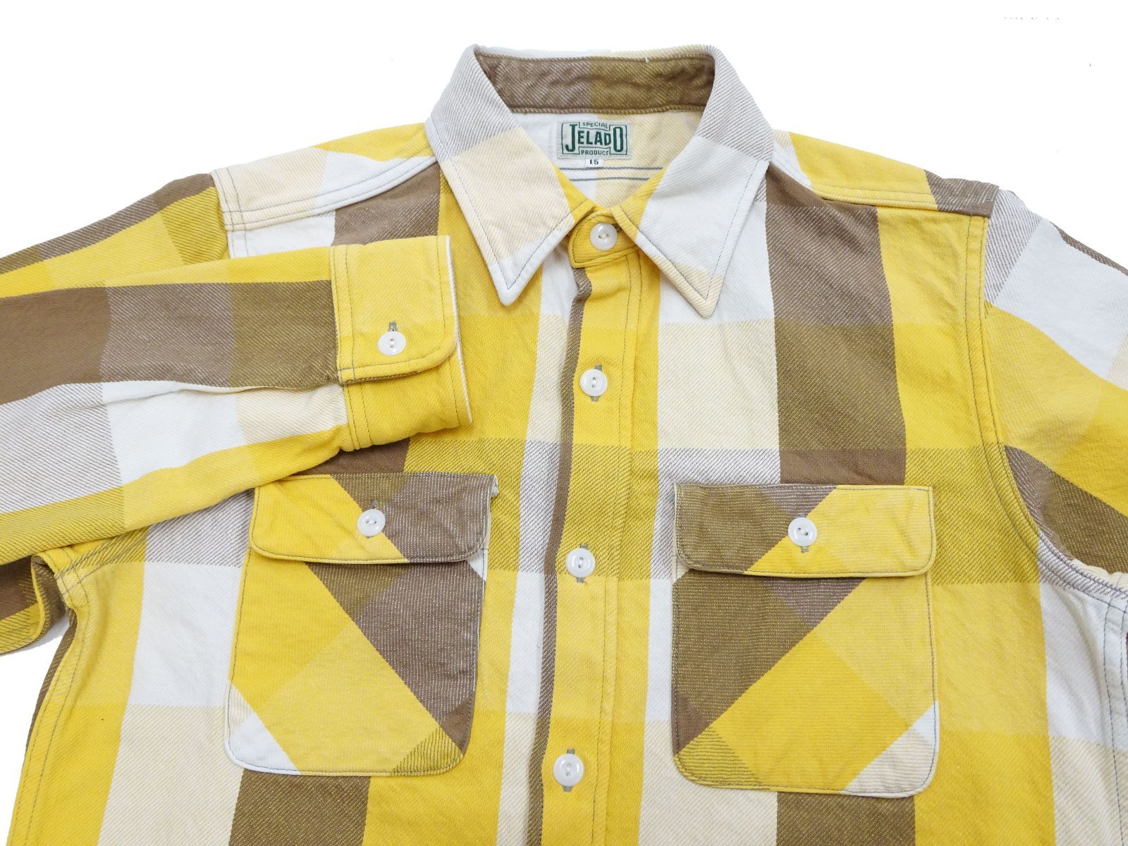 ジェラード JELADO コットン100% ネルシャツ JP02127 チェックシャツ ワークシャツ 「Union Workers Shirt Regular」旧力織機 生地 長袖シャツ グレインマスタード 新品