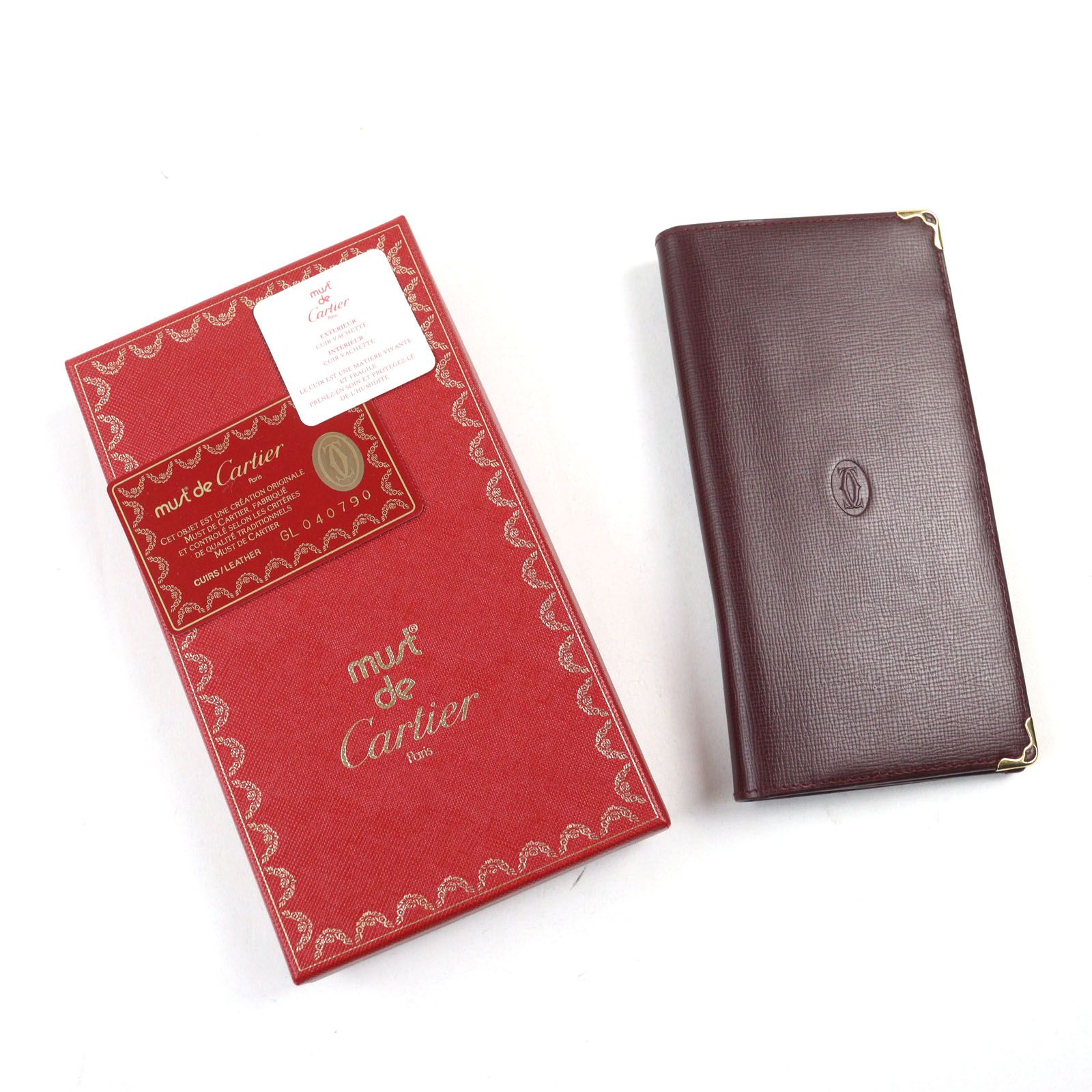 Cartier,財布,ボルドー,レザー,中古 カルティエ CARTIER 二つ折り財布