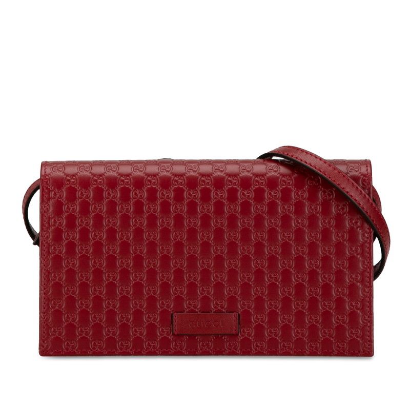 グッチ マイクログッチ シマ ショルダーウォレット 長財布 466507 レッド レザー レディース GUCCI【214-61349】 - メルカリ