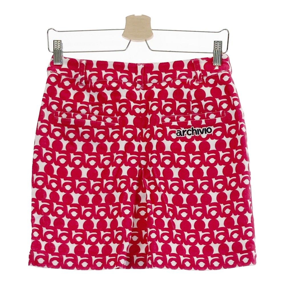 サイズ：38 ARCHIVIO アルチビオ ストレッチスカート ロゴ総柄 レッド