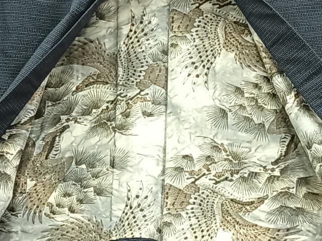 平和屋着物□男性 本場大島紬 アンサンブル 絣文様 羽裏：鷹 正絹 逸品