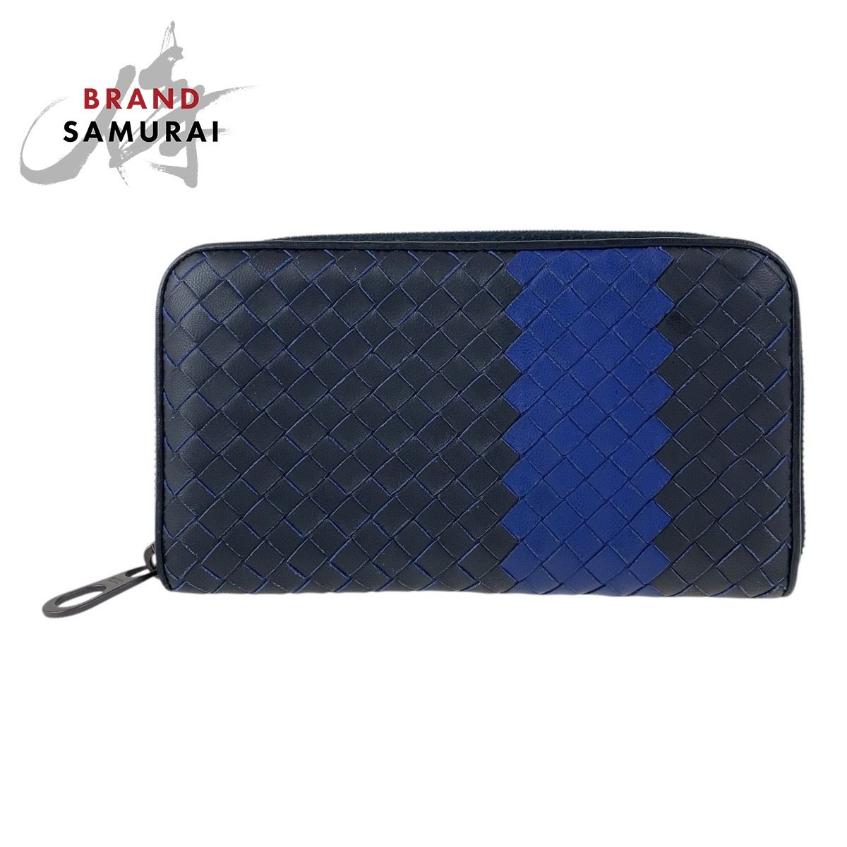 BOTTEGA VENETA ボッテガヴェネタ 長財布 ブルー イントレ ボッテガ