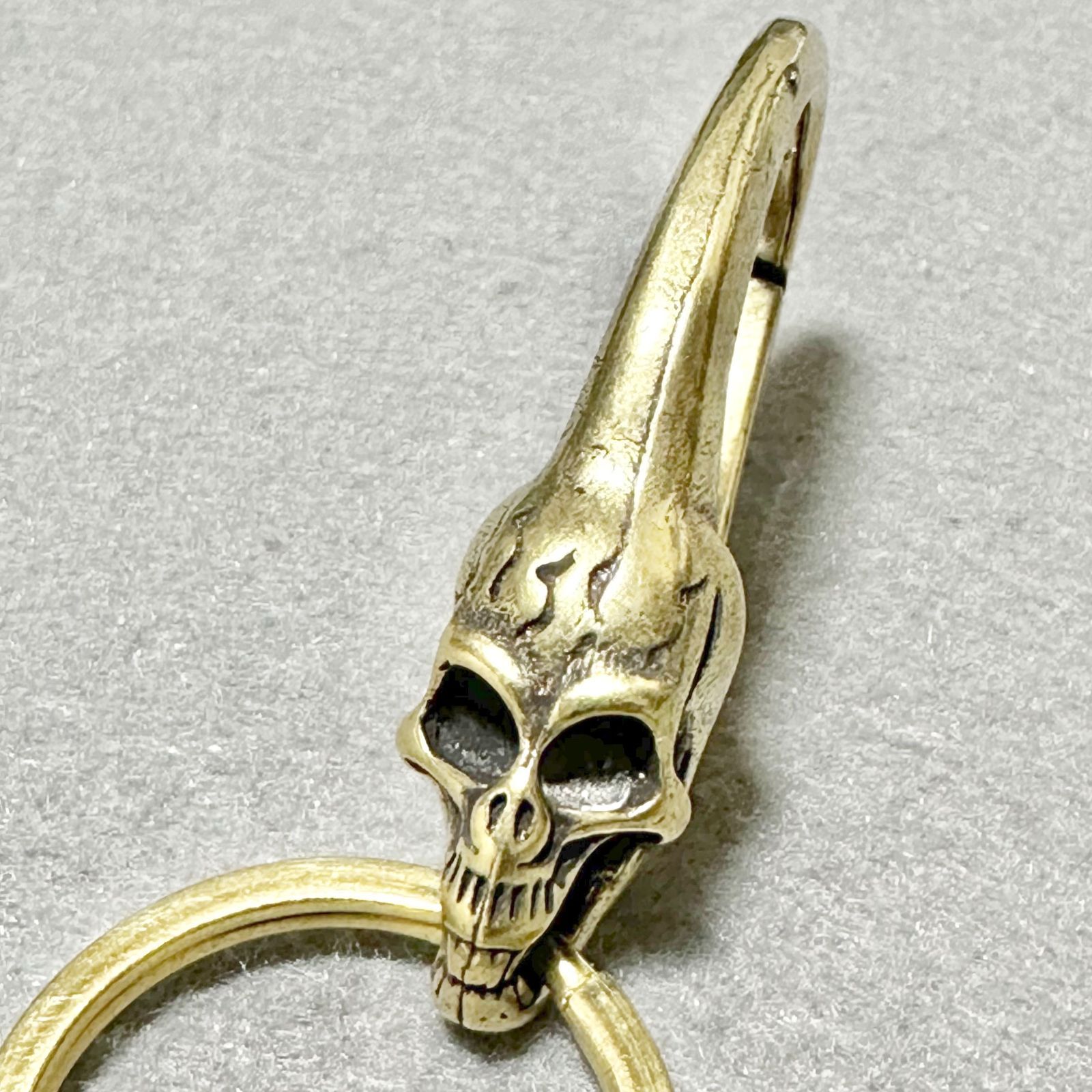 スカルヘッド キーフック メンズ 真鍮 キーホルダー キーリング ドクロ