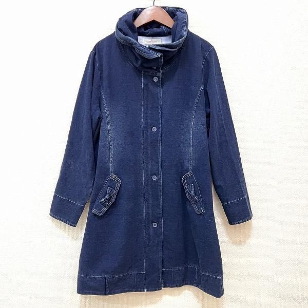 #anc ギャラリービスコンティ GALLERYVISCONTI コート 2 青系 デニム調 ジップアップ リボン スタンドカラー レディース [899479]