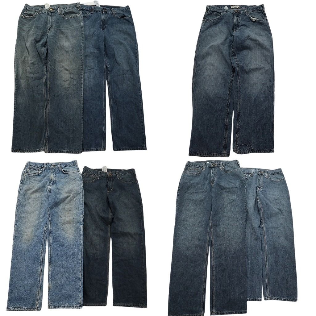 古着卸 カーハート Carhartt パンツ 7枚セット メンズ 32 |34 ライトブルー インディゴブルー 革パッチ 古着 MZ8629