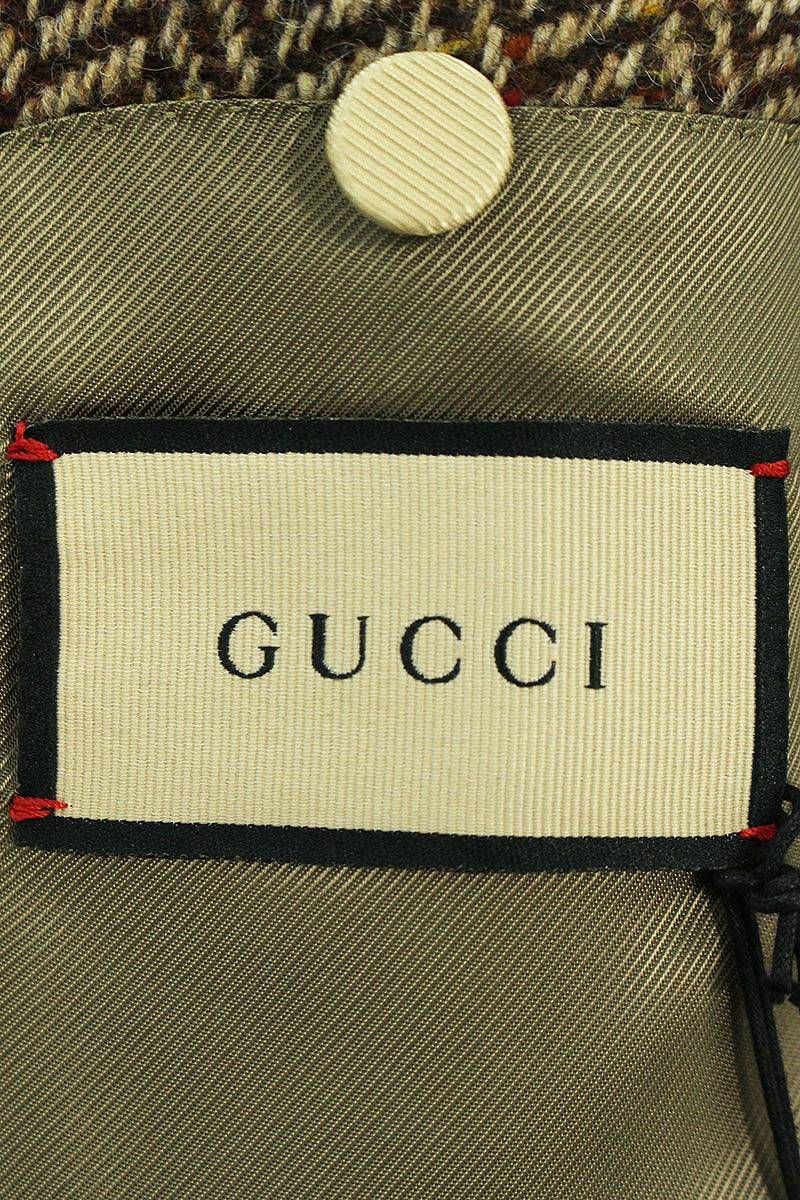 グッチ 22AW 644450 ZAFUT ウールヘリンボーンダブルブレストコート