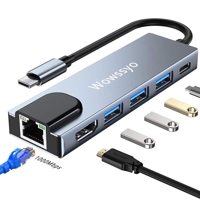【2024高機能版】USB Cハブ 6-in-1 タイプCハブ ドッキング変換アダプタ[ 4K HDMI/1Gbps イーサネット/PD 100W/3X USB 3.0] MacBook Pro Air/iPad Pro/Samsung/ChromeBoo 1