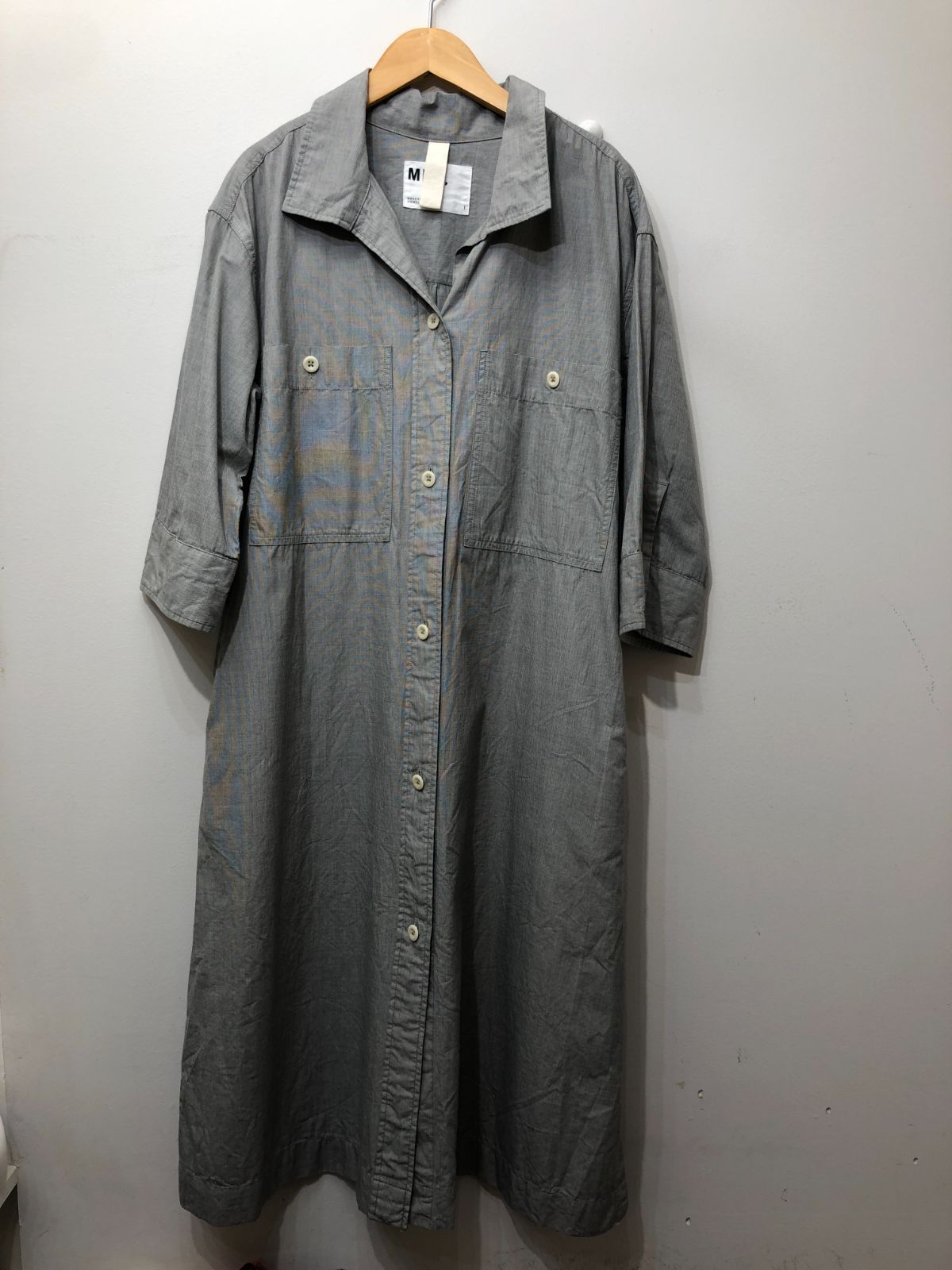 606 MHL エムエイチエル マーガレットハウエル HIGHCOUNT COTTON END ON END ワンピース １ グレー