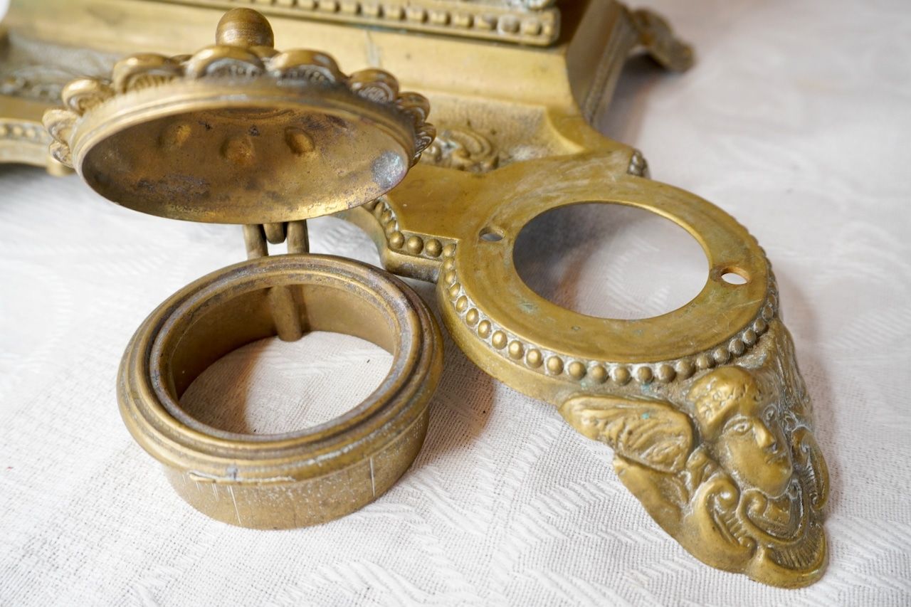 フランス アンティーク 天使と花かごのレタースタンド＆インク