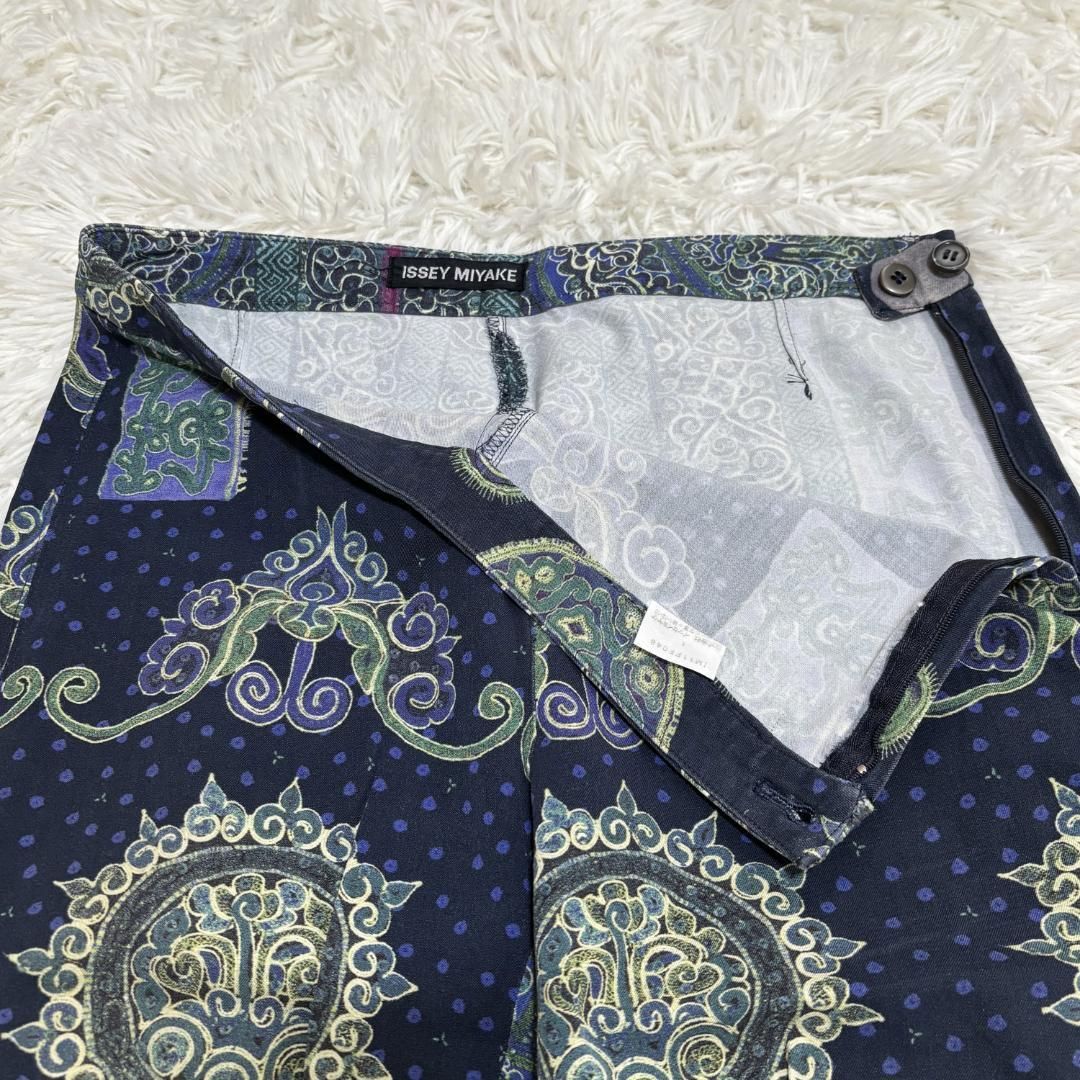 ISSEY MIYAKE ペイズリーストレッチパンツ 1 S ネイビー NICORILABO_COM