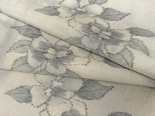平和屋着物●小千谷紬 草花文 正絹 AABA0255zg