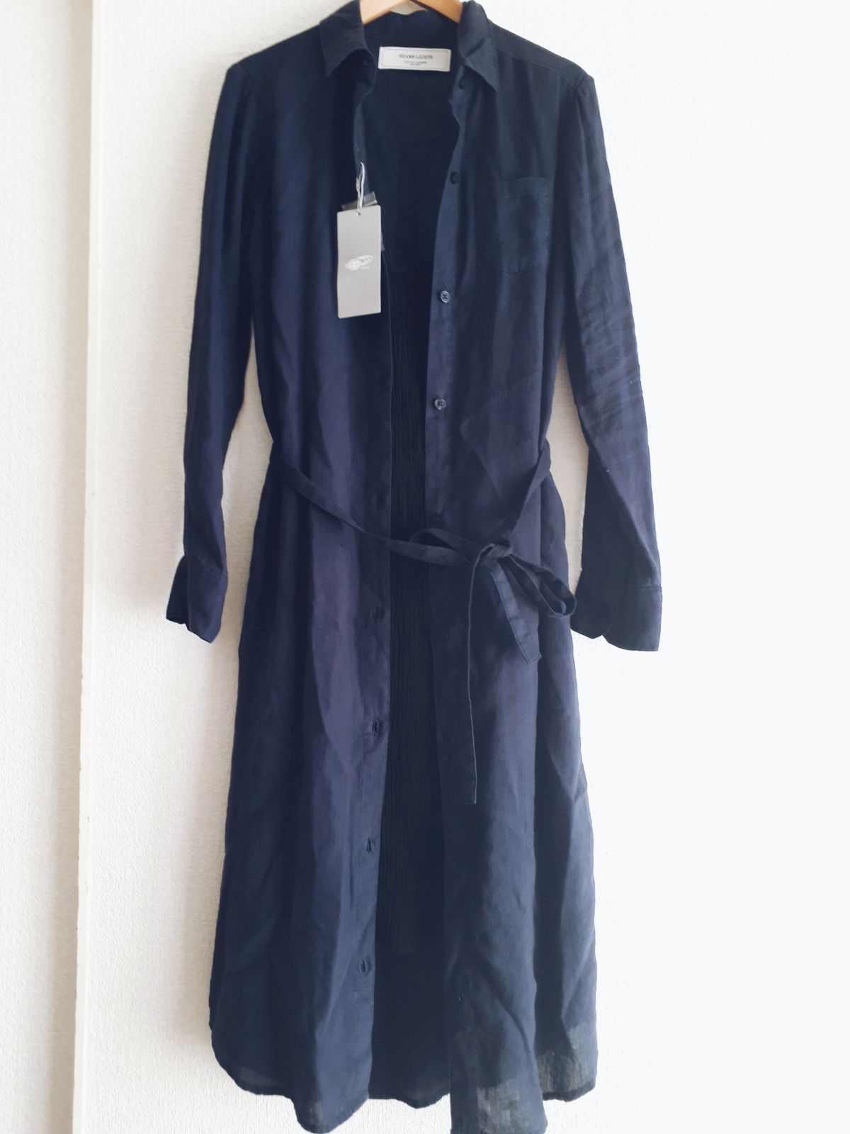 BEAMS LIGHTS テンセルリネン シャツワンピース ネイビー - メルカリ 