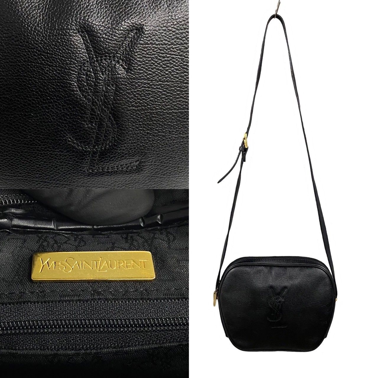 極 美品 イヴサンローラン YSL ロゴ レザー ショルダーバッグ ポシェット 極 美品 YVES SAINT LAURENT イヴ・サンローラン ロゴ レザー 本
