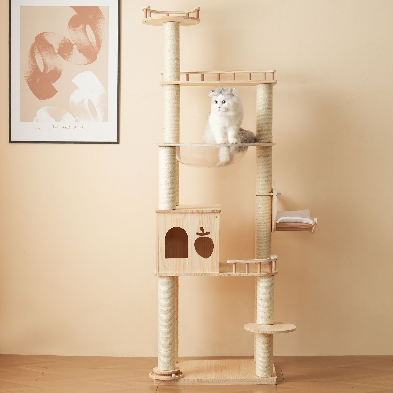 2個 セール中 キャットタワー 猫タワー キャットツリー 据え置き 多頭飼い 宇宙船 ネコタワー 上り下りしやすい 爪とぎポール 木製 可愛い 子猫 大型猫 ペット用品 高い安定性 運動不足解消 おしゃれ 頑丈