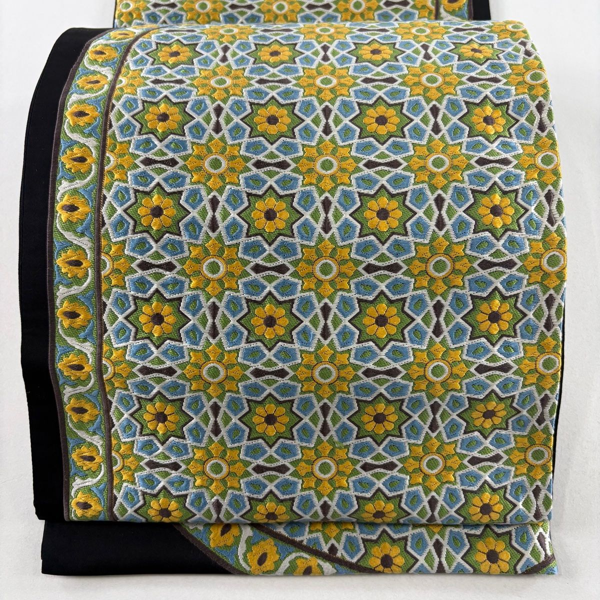 袋帯 美品 逸品 河合美術織物 落款 京西陣織 華文 幾何学模様 箔