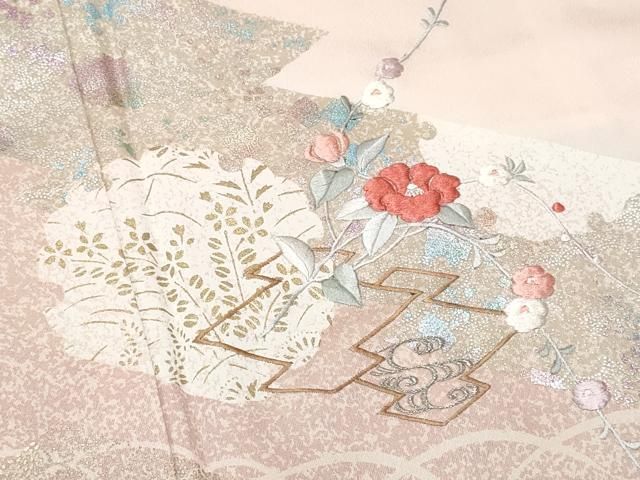 平和屋着物□訪問着 雪輪松皮菱花文 暈し染め 金彩