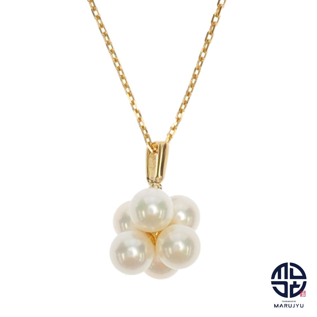 MIKIMOTO ミキモト K18YG 18金イエローゴールド アコヤパール6P 真珠 ネックレス ジュエリー アクセサリー