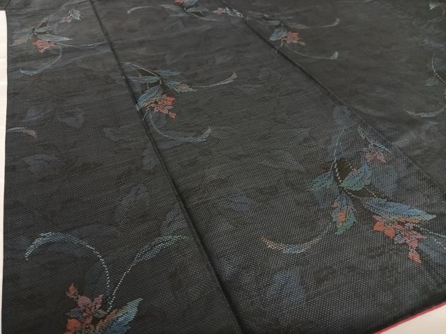 平和屋着物○本場大島紬 9マルキ 草花文 正絹 逸品 AAAV7394zg