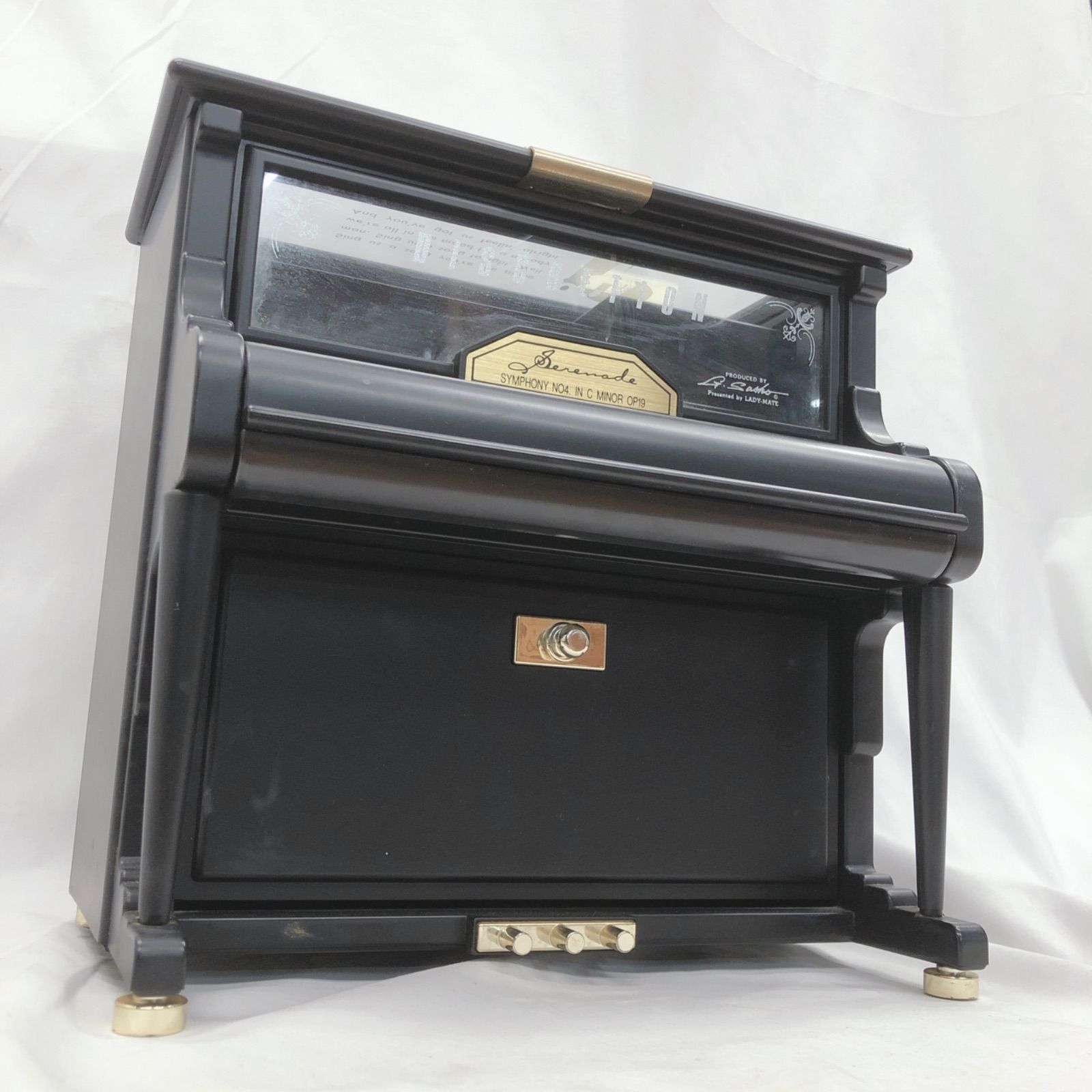 Sankyo製ピアノ型オルゴール付きジュエリーボックス【曲：リフレインが