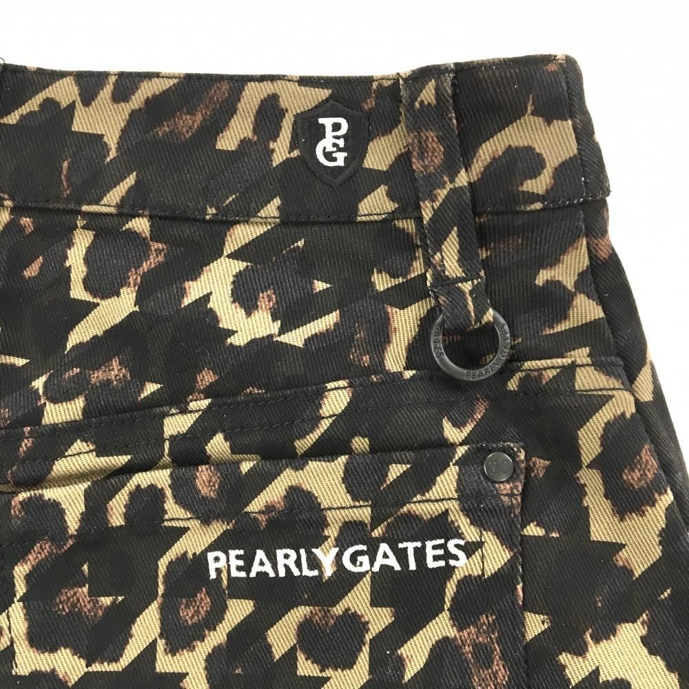 新品】パーリーゲイツ スカート ブラウン×黒 千鳥格子 レオパード柄