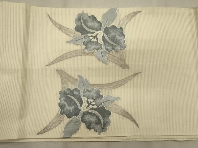 平和屋着物＊夏物 九寸名古屋帯 立波草花文 金糸 正絹 逸品 CAAW5521fb