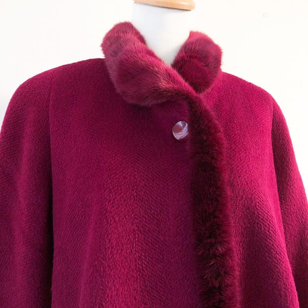 極美品 ALPACA アルパカ ミドルコート アウター レッド ウール M