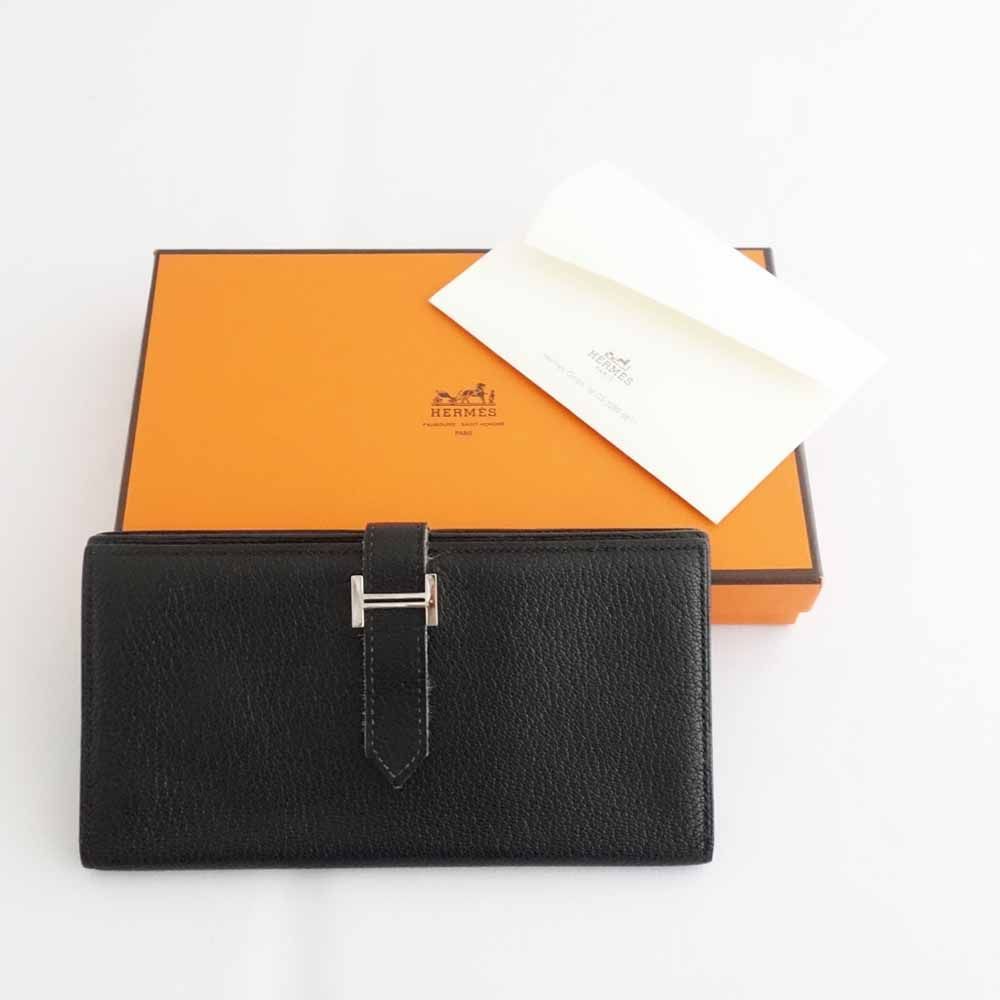 中古) Hermes エルメス 2つ折り長財布 ベアン リザード HE20211212003