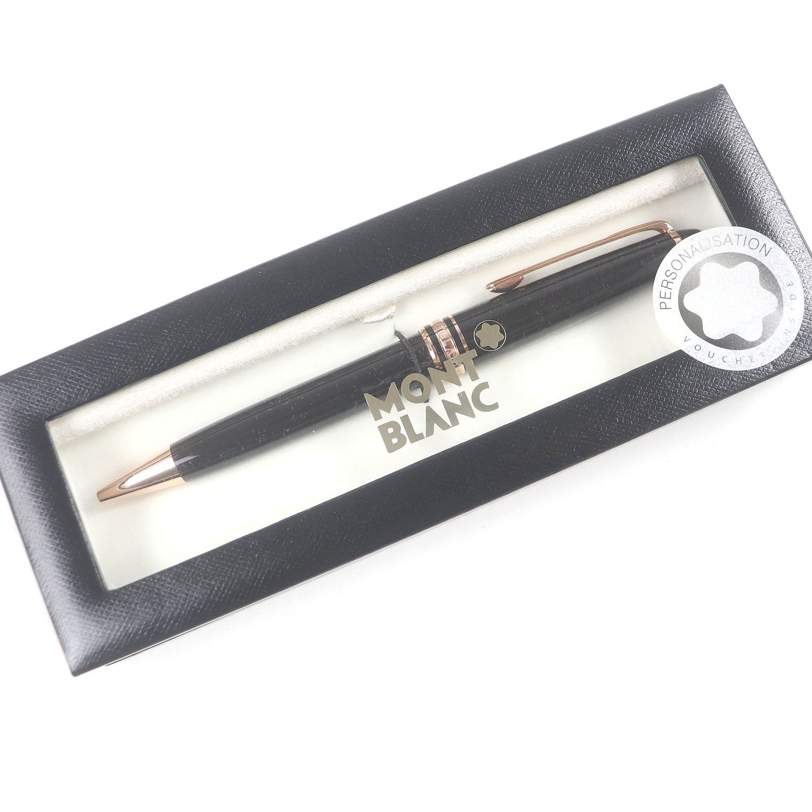 □MONTBLANC モンブラン マイスターシュティック クラシック ボールペン ブラック ローズゴールド き ドイツ製 メンズ 筆記 済み