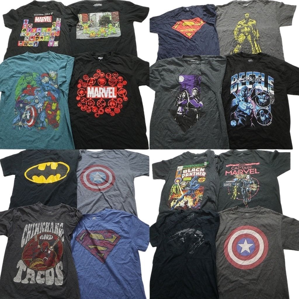 古着卸 マーベル DCコミック 半袖Tシャツ 16枚セット メンズ M ミュータントタートルズ キャプテンアメリカ 古着 NA2622