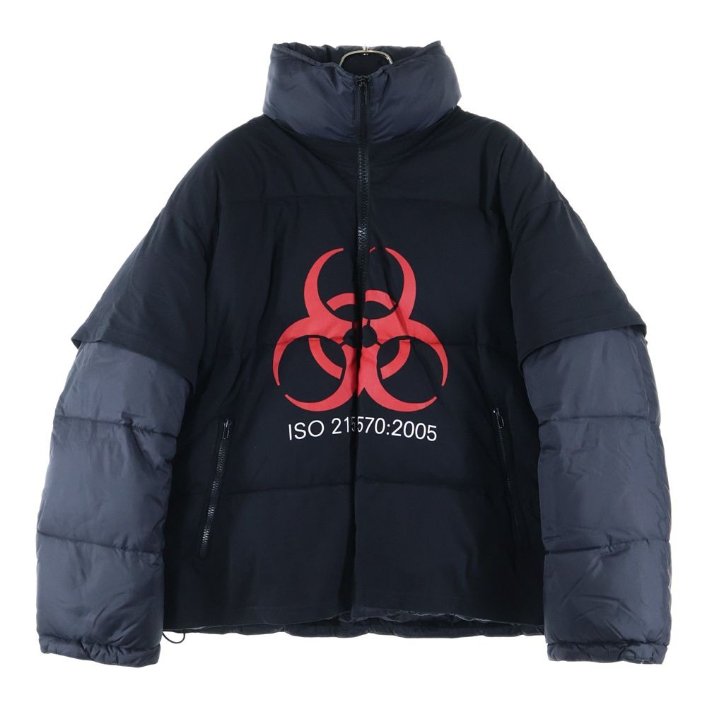 VETEMENTS ヴェトモン レイヤードデザイン フロントプリント ダウンジャケット ブラック WAH18JA10