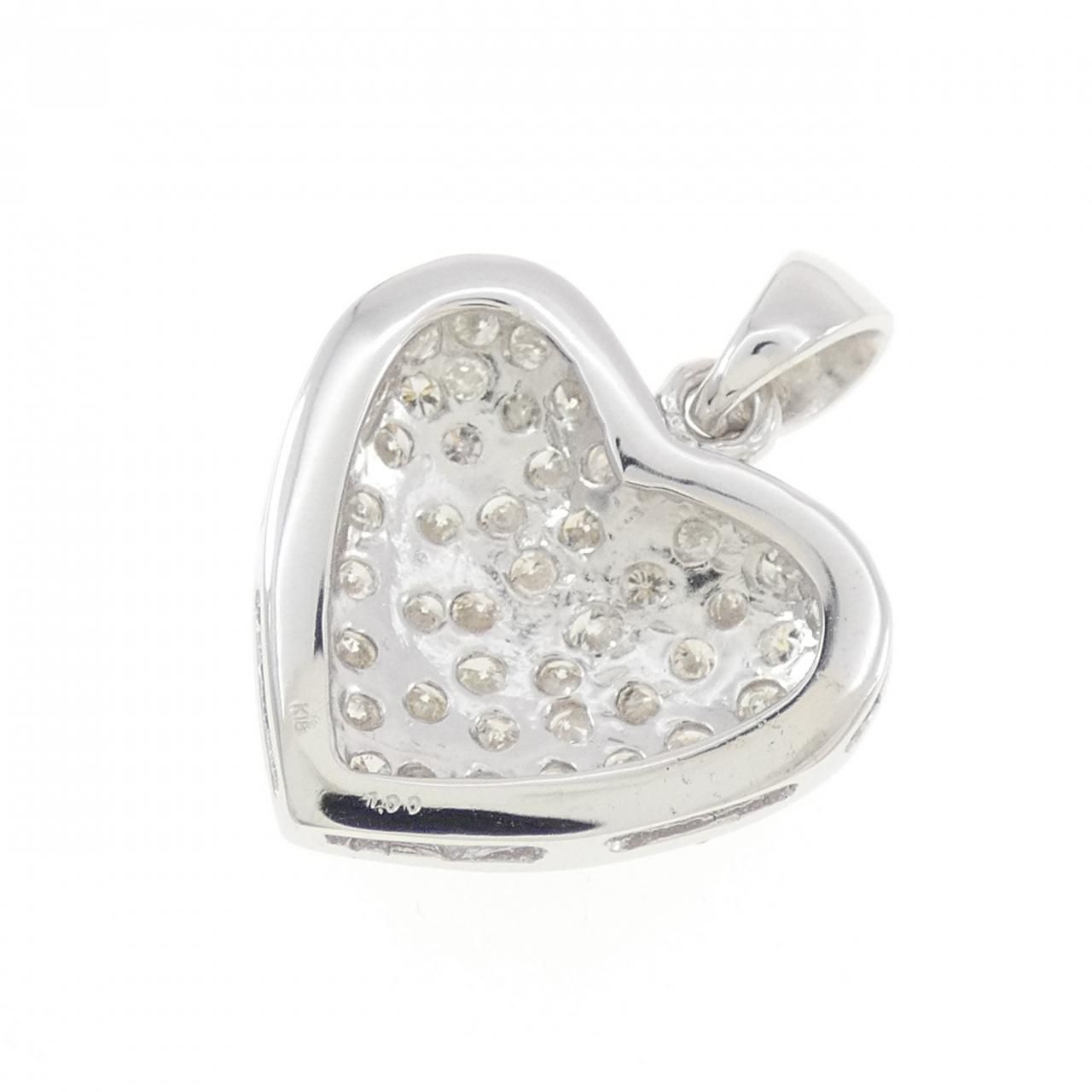 K18WG パヴェ ハート ダイヤモンド ペンダント 1.00CT