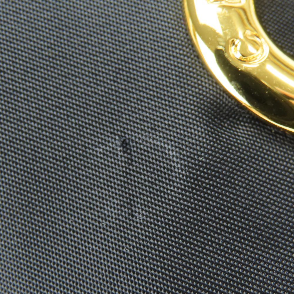 中古】 セリーヌ ポーチ 巾着 ファー ナイロン ブラック ゴールド金具